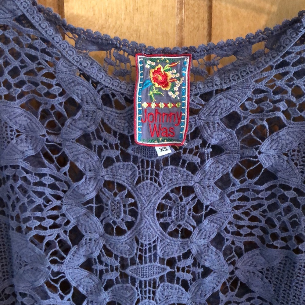 Johnny Was lavender colored lace tunic. Mint condition size XS runs large - Picture 2 of 4